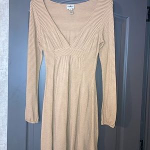Striped Long Sleeve Knee Length Dress Size Medium